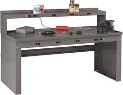 Tennsco - 72 Wide x 30" Deep x 33-1/2" High, 12 Gauge Steel Workbench - Fixed Legs, Medium Gray - Exact Tooling