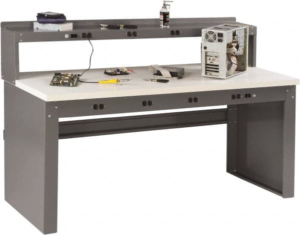 Tennsco - 72 Wide x 30" Deep x 33-1/2" High, Plastic Laminate Workbench - Fixed Legs, Medium Gray - Exact Tooling