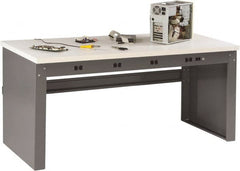 Tennsco - 72 Wide x 36" Deep x 33-1/2" High, Plastic Laminate Workbench - Fixed Legs, Medium Gray - Exact Tooling