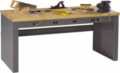 Tennsco - 72 Wide x 30" Deep x 33-1/2" High, Butcher Block Workbench - Fixed Legs, Medium Gray - Exact Tooling