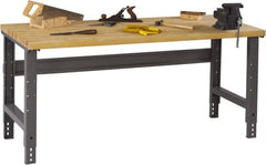 Tennsco - 72 Wide x 36" Deep x 33-1/2" High, Butcher Block Workbench - Adjustable Height Legs, Medium Gray - Exact Tooling