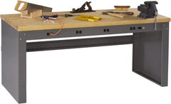 Tennsco - 72 Wide x 36" Deep x 33-1/2" High, Butcher Block Workbench - Fixed Legs, Medium Gray - Exact Tooling
