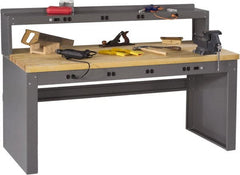 Tennsco - 72 Wide x 36" Deep x 33-1/2" High, Butcher Block Workbench - Fixed Legs, Medium Gray - Exact Tooling