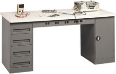 Tennsco - 72 Wide x 30" Deep x 33-1/2" High, Plastic Laminate Workbench - Fixed Legs, Medium Gray - Exact Tooling