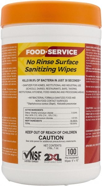 2XL - Pack of (6) 100-Count Containers Pre-Moistened Food Service Wipes - Exact Tooling