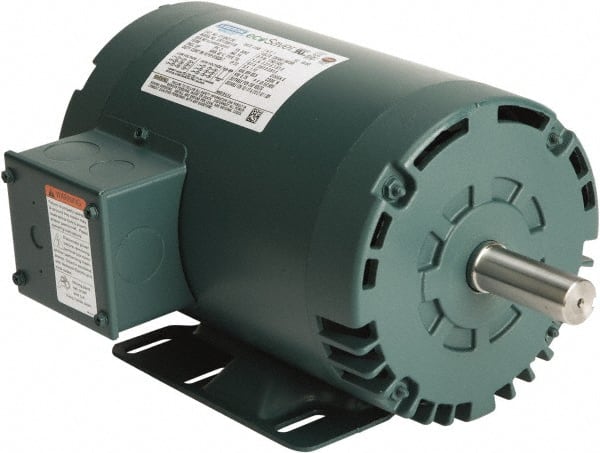 Leeson - 2 Max hp, 1,800 Max RPM, Premium Efficient Electric AC DC Motor - 230/460 V Input, Three Phase, 56HZ Frame, 7/8" Shaft Diam, Rigid Base Mount, ODP Enclosure - Exact Tooling