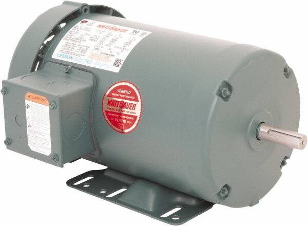 Leeson - 2 Max hp, 1,800 Max RPM, Premium Efficient Electric AC DC Motor - 230/460 V Input, Three Phase, 56H Frame, 5/8" Shaft Diam, Rigid Base Mount, TEFC Enclosure - Exact Tooling