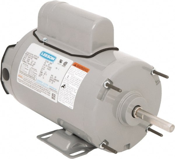 Leeson - 1/3 Max hp, 1,625 Max RPM, Electric AC DC Motor - 115/230 V Input, Single Phase, 48Y Frame, 1/2" Shaft Diam, Rigid Base Mount, TEAO Enclosure - Exact Tooling