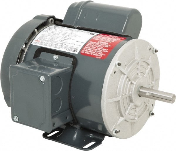 Leeson - 1/3 Max hp, 1,800 Max RPM, Electric AC DC Motor - 115/208-230 V Input, Single Phase, 56 Frame, 5/8" Shaft Diam, Rigid Base Mount, TEFC Enclosure - Exact Tooling