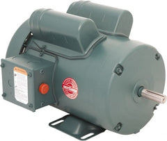 Leeson - 1 Max hp, 1,800 Max RPM, Capacitor Start Electric AC DC Motor - 115/230 V Input, Single Phase, 56 Frame, 5/8" Shaft Diam, Rigid Base Mount, TEFC Enclosure - Exact Tooling