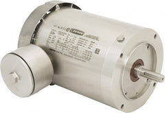 Leeson - 1 Max hp, 1,800 Max RPM, Premium Efficient Electric AC DC Motor - 230/460 V Input, Three Phase, 56C Frame, 5/8" Shaft Diam, C-Face Mount, TEFC Enclosure - Exact Tooling