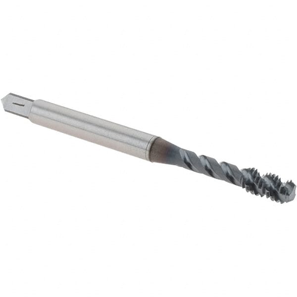 OSG - #6-32 UNC, 3 Flute, 45° Helix, Bottoming Chamfer, V Finish, High Speed Steel Spiral Flute STI Tap - Right Hand Flute, 2-3/8" OAL, 0.194" Shank Diam, 7/8" Thread Length, 2B Class of Fit, Series 302 - Exact Tooling
