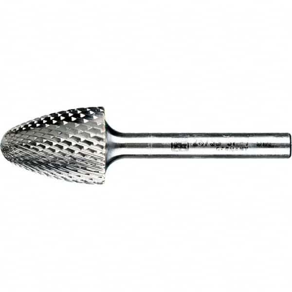 PFERD - 3/4" Cut Diam, 1/4" Shank Diam, Tree with Radius Head Diamond Cut Burr - Tungsten Carbide, 1" LOC, 2-3/4" OAL - Exact Tooling