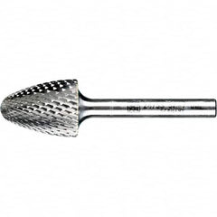 PFERD - 3/4" Cut Diam, 1/4" Shank Diam, Tree with Radius Head Diamond Cut Burr - Tungsten Carbide, 1" LOC, 2-3/4" OAL - Exact Tooling