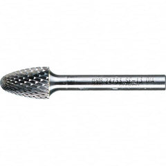 PFERD - 1/2" Cut Diam, 1/4" Shank Diam, Tree with Radius Head Diamond Cut Burr - Tungsten Carbide, 3/4" LOC, 2-1/2" OAL - Exact Tooling