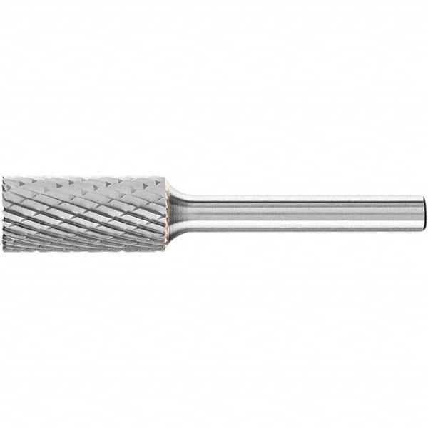PFERD - 7/16" Cut Diam, 1/4" Shank Diam, Cylinder with End Cut Head Double Cut Burr - Tungsten Carbide, 1" LOC, 2-3/4" OAL - Exact Tooling