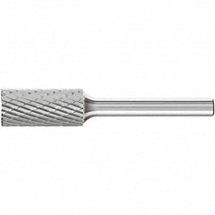 PFERD - 7/16" Cut Diam, 1/4" Shank Diam, Cylinder with End Cut Head Double Cut Burr - Tungsten Carbide, 1" LOC, 2-3/4" OAL - Exact Tooling