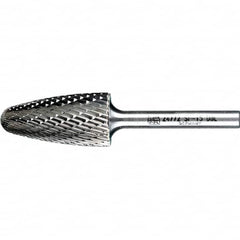 PFERD - 3/4" Cut Diam, 1/4" Shank Diam, Tree with Radius Head Double Cut Burr - Tungsten Carbide, 1-1/2" LOC, 3-1/4" OAL - Exact Tooling