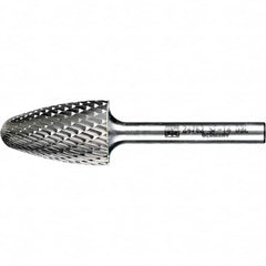 PFERD - 3/4" Cut Diam, 1/4" Shank Diam, Tree with Radius Head Double Cut Burr - Tungsten Carbide, 1-1/4" LOC, 3" OAL - Exact Tooling
