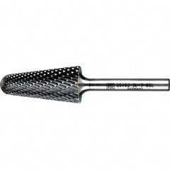 PFERD - 3/4" Cut Diam, 1/4" Shank Diam, 14° Taper Head Double Cut Burr - Tungsten Carbide, 1-1/2" LOC, 3-7/16" OAL - Exact Tooling