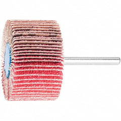 PFERD - 2" Diam x 1" Face Width, Ceramic Coated Mounted Flap Wheel - 1/4" Shank Mount, 60 Grit, 23,000 Max RPM - Exact Tooling