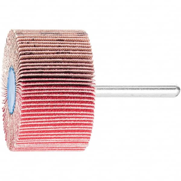 PFERD - 2" Diam x 1" Face Width, Ceramic Coated Mounted Flap Wheel - 1/4" Shank Mount, 120 Grit, 23,000 Max RPM - Exact Tooling