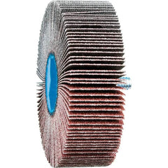 PFERD - 3" Diam x 1" Face Width, Aluminum Oxide Coated Mounted Flap Wheel - 1/4-20 Threaded Mount, 80 Grit, 20,000 Max RPM - Exact Tooling