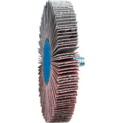 PFERD - 3" Diam x 1/2" Face Width, Aluminum Oxide Coated Mounted Flap Wheel - 1/4-20 Threaded Mount, 80 Grit, 20,000 Max RPM - Exact Tooling