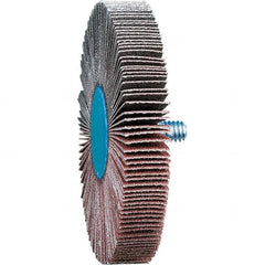 PFERD - 3" Diam x 1/2" Face Width, Aluminum Oxide Coated Mounted Flap Wheel - 1/4-20 Threaded Mount, 120 Grit, 20,000 Max RPM - Exact Tooling
