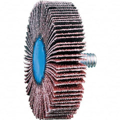 PFERD - 2" Diam x 1/2" Face Width, Aluminum Oxide Coated Mounted Flap Wheel - 1/4-20 Threaded Mount, 60 Grit, 23,000 Max RPM - Exact Tooling
