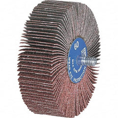 PFERD - 2-1/2" Diam x 1/2" Face Width, Aluminum Oxide Coated Mounted Flap Wheel - 1/4-20 Threaded Mount, 120 Grit, 23,000 Max RPM - Exact Tooling