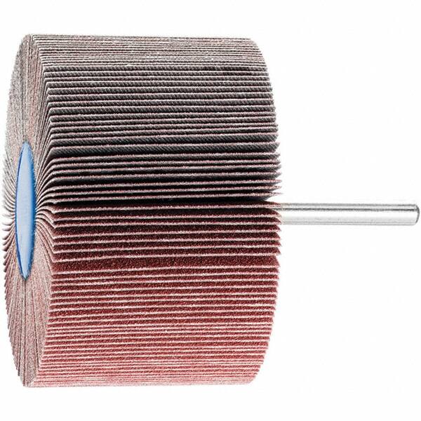 PFERD - 3" Diam x 2" Face Width, Aluminum Oxide Coated Mounted Flap Wheel - 1/4" Shank Mount, 120 Grit, 6,000 Max RPM - Exact Tooling