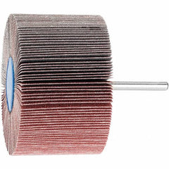 PFERD - 3" Diam x 2" Face Width, Aluminum Oxide Coated Mounted Flap Wheel - 1/4" Shank Mount, 120 Grit, 6,000 Max RPM - Exact Tooling