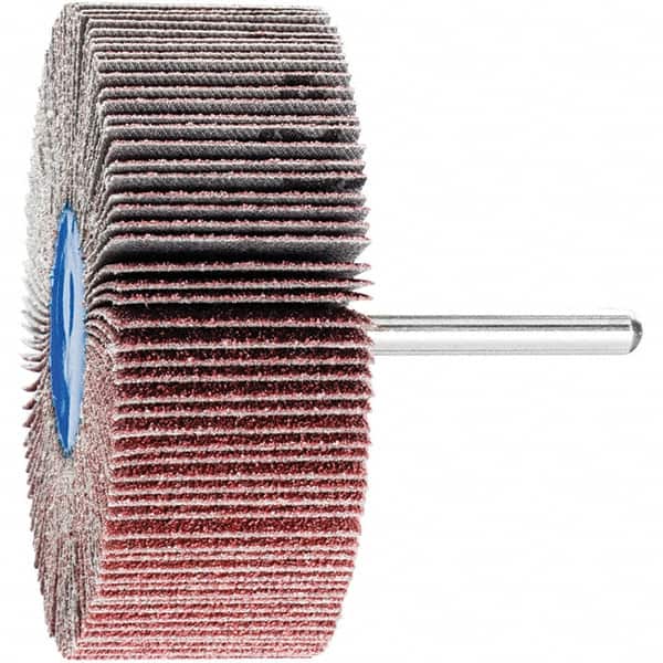 PFERD - 3" Diam x 1" Face Width, Aluminum Oxide Coated Mounted Flap Wheel - 1/4" Shank Mount, 60 Grit, 20,000 Max RPM - Exact Tooling