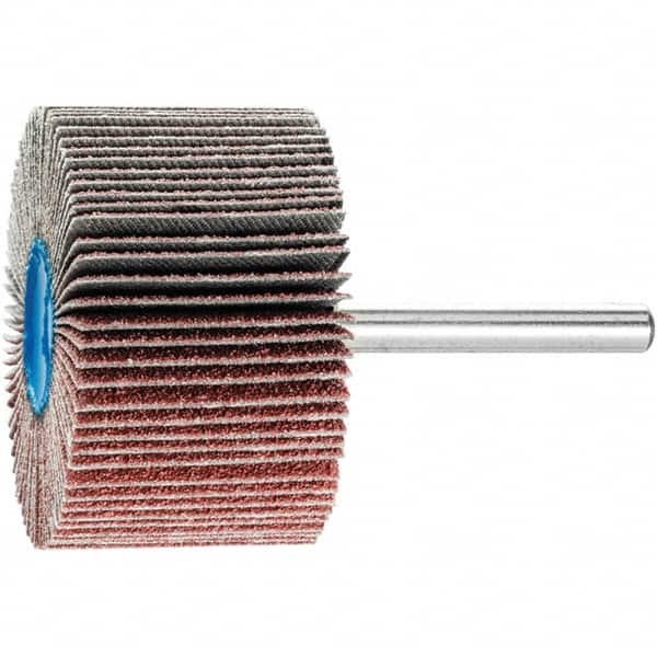 PFERD - 2" Diam x 1" Face Width, Aluminum Oxide Coated Mounted Flap Wheel - 1/4" Shank Mount, 60 Grit, 23,000 Max RPM - Exact Tooling
