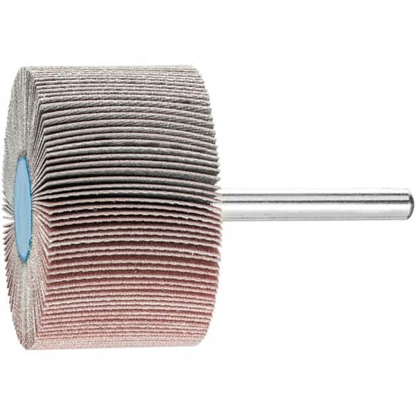 PFERD - 2" Diam x 1" Face Width, Aluminum Oxide Coated Mounted Flap Wheel - 1/4" Shank Mount, 320 Grit, 23,000 Max RPM - Exact Tooling