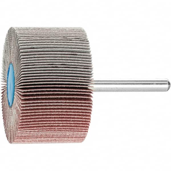 PFERD - 2" Diam x 1" Face Width, Aluminum Oxide Coated Mounted Flap Wheel - 1/4" Shank Mount, 180 Grit, 23,000 Max RPM - Exact Tooling