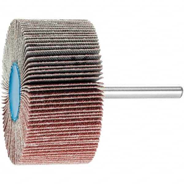 PFERD - 2-1/2" Diam x 1" Face Width, Aluminum Oxide Coated Mounted Flap Wheel - 1/4" Shank Mount, 80 Grit, 23,000 Max RPM - Exact Tooling