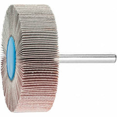 PFERD - 2-1/2" Diam x 1" Face Width, Aluminum Oxide Coated Mounted Flap Wheel - 1/4" Shank Mount, 320 Grit, 23,000 Max RPM - Exact Tooling