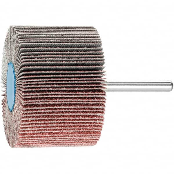 PFERD - 2-1/2" Diam x 1-1/2" Face Width, Aluminum Oxide Coated Mounted Flap Wheel - 1/4" Shank Mount, 60 Grit, 13,000 Max RPM - Exact Tooling