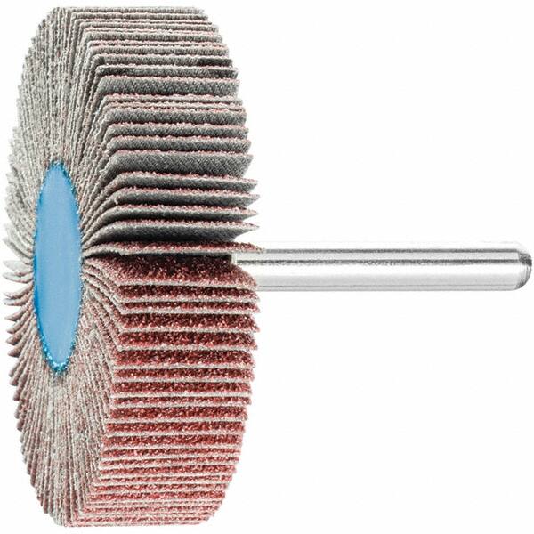 PFERD - 2-1/2" Diam x 1/2" Face Width, Aluminum Oxide Coated Mounted Flap Wheel - 1/4" Shank Mount, 60 Grit, 23,000 Max RPM - Exact Tooling