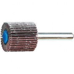 PFERD - 1" Diam x 1" Face Width, Aluminum Oxide Coated Mounted Flap Wheel - 1/4" Shank Mount, 320 Grit, 25,000 Max RPM - Exact Tooling