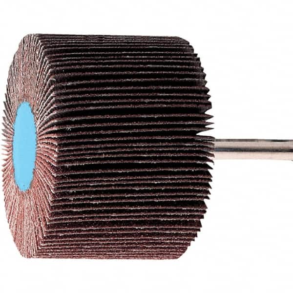PFERD - 1-3/8" Diam x 5/8" Face Width, Aluminum Oxide Coated Mounted Flap Wheel - 1/4" Shank Mount, 240 Grit, 23,000 Max RPM - Exact Tooling