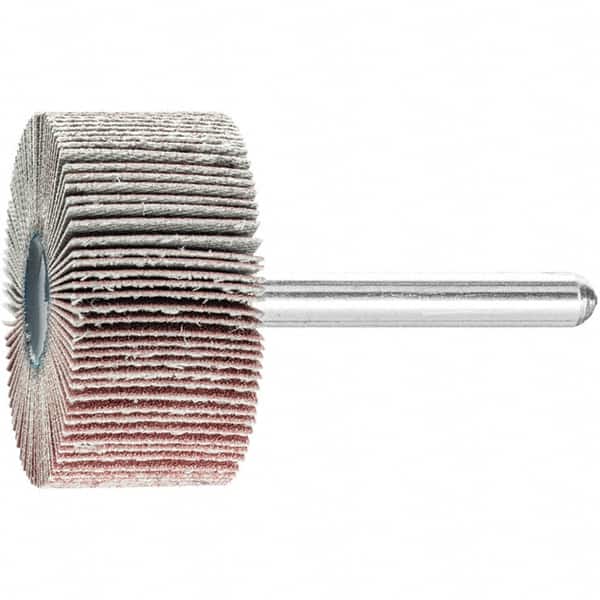 PFERD - 1-1/2" Diam x 1" Face Width, Aluminum Oxide Coated Mounted Flap Wheel - 1/4" Shank Mount, 180 Grit, 23,000 Max RPM - Exact Tooling