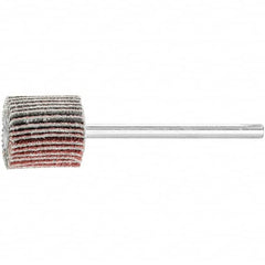 PFERD - 5/8" Diam x 5/8" Face Width, Aluminum Oxide Coated Mounted Flap Wheel - 1/8" Shank Mount, 80 Grit, 50,000 Max RPM - Exact Tooling