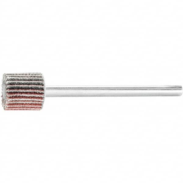 PFERD - 3/8" Diam x 3/8" Face Width, Aluminum Oxide Coated Mounted Flap Wheel - 1/8" Shank Mount, 120 Grit, 75,000 Max RPM - Exact Tooling