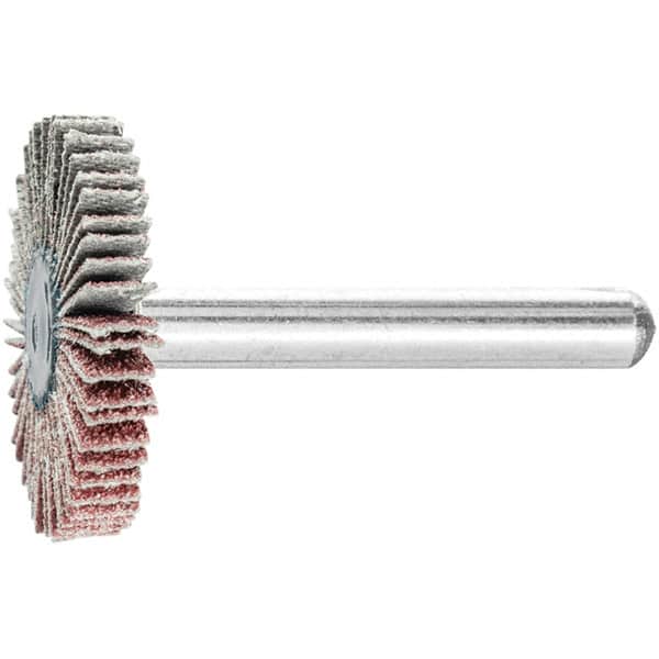 PFERD - 1-3/16" Diam x 1/4" Face Width, Aluminum Oxide Coated Mounted Flap Wheel - 1/4" Shank Mount, 80 Grit, 25,000 Max RPM - Exact Tooling