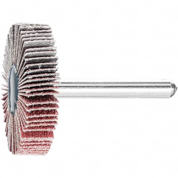 PFERD - 1-1/2" Diam x 1/2" Face Width, Aluminum Oxide Coated Mounted Flap Wheel - 1/4" Shank Mount, 80 Grit, 23,000 Max RPM - Exact Tooling