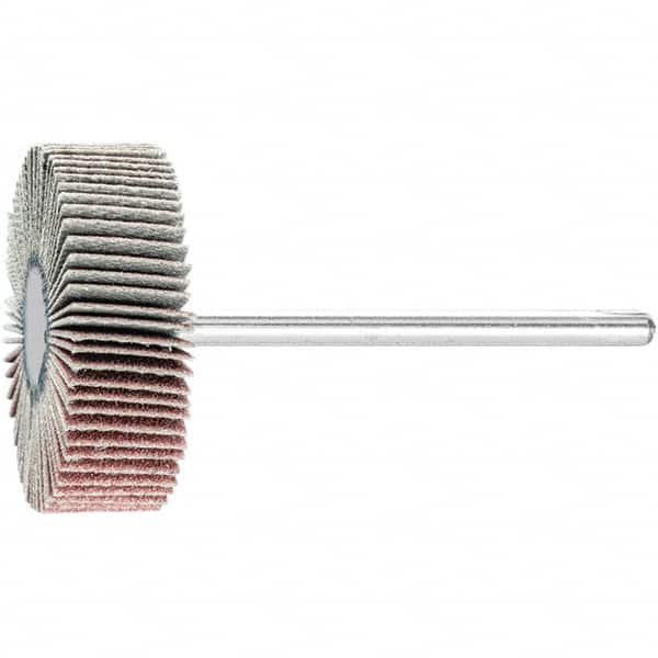 PFERD - 1-3/16" Diam x 3/8" Face Width, Aluminum Oxide Coated Mounted Flap Wheel - 1/8" Shank Mount, 240 Grit, 25,000 Max RPM - Exact Tooling