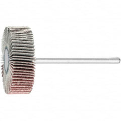 PFERD - 1-3/16" Diam x 3/8" Face Width, Aluminum Oxide Coated Mounted Flap Wheel - 1/8" Shank Mount, 240 Grit, 25,000 Max RPM - Exact Tooling